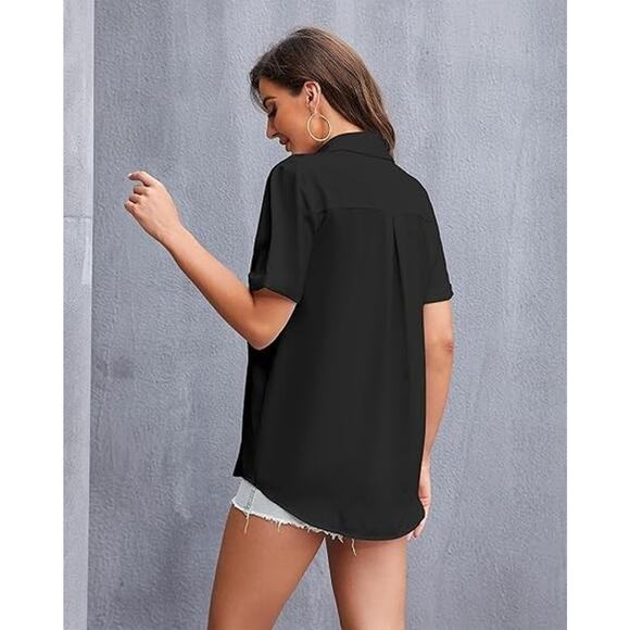 NWT SPRING SEAON WOMEN'S BLACK BUTTON FRONT CUFFED SLEEVE SHIRT SIZE XXL - Picture 2 of 8